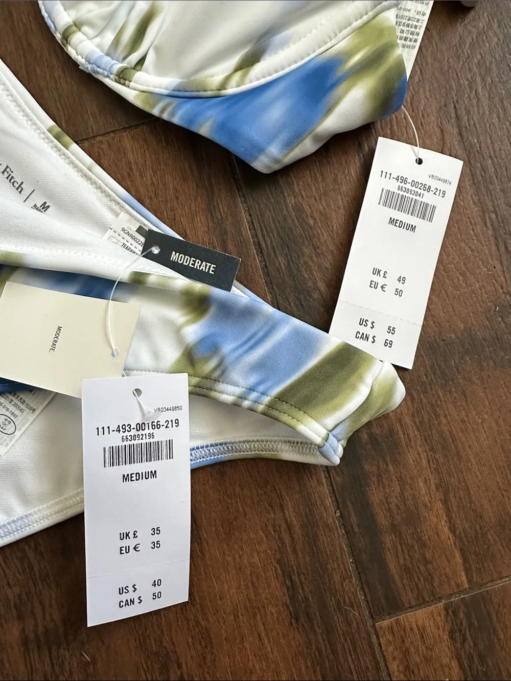 Abercrombie & Fitch Blue and Olive Tie-Dye Underwire Bikini Set